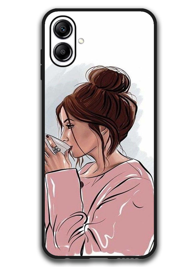 Theodor Case Compatible with Samsung Galaxy A07 6.7 Inch Protection Shockproof Bumper Cover Girl Drinking Coffee 1 - Image 1